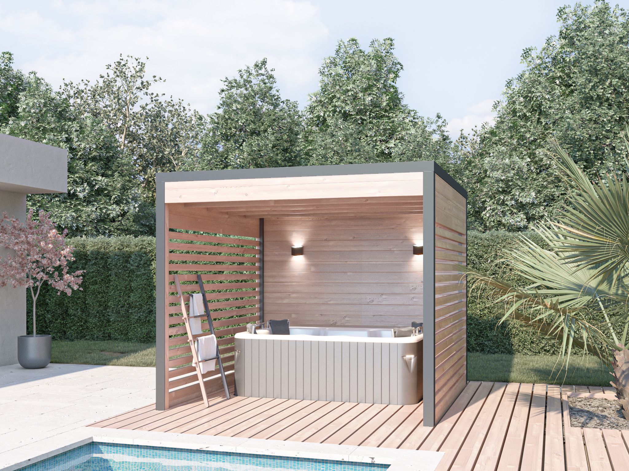 Pergola bois et aluminium Brikawood 3×3