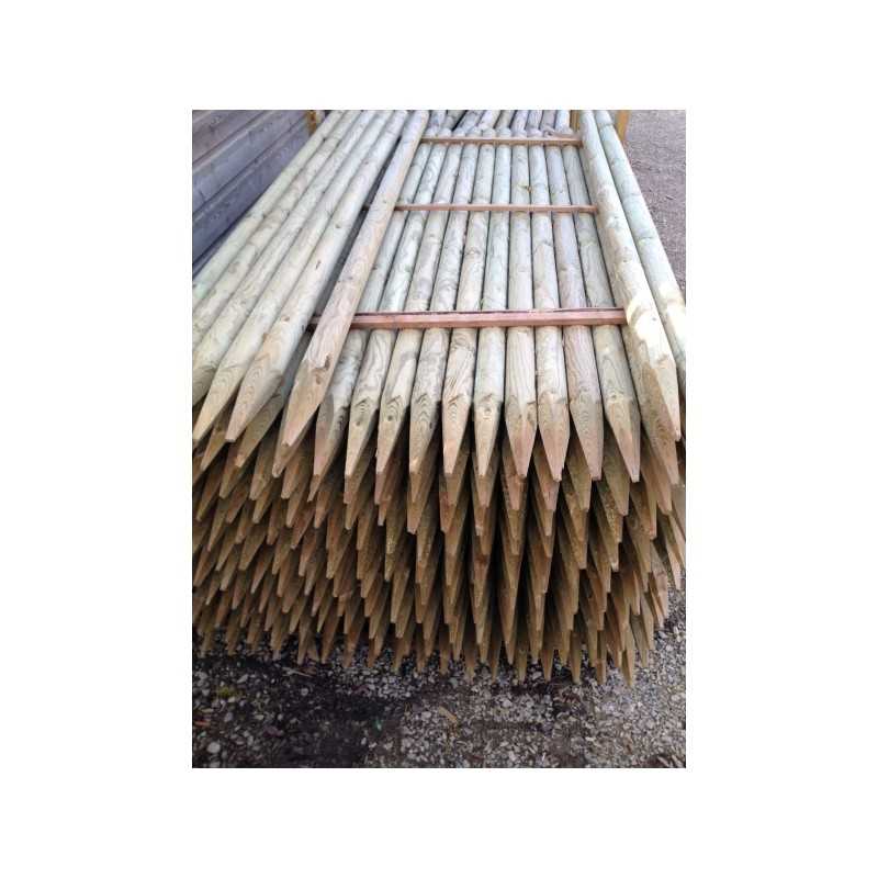 Piquet / Tuteur Bois Rond Fraisé Appointé Pin Autoclave Classe 4 2