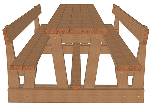 Table de pique-nique en douglas avec bancs 2