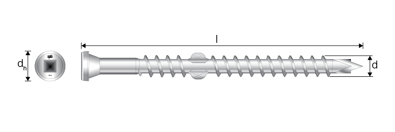 SSDHPD Vis pour bois exotique sur bois résineux - Inox A2 3