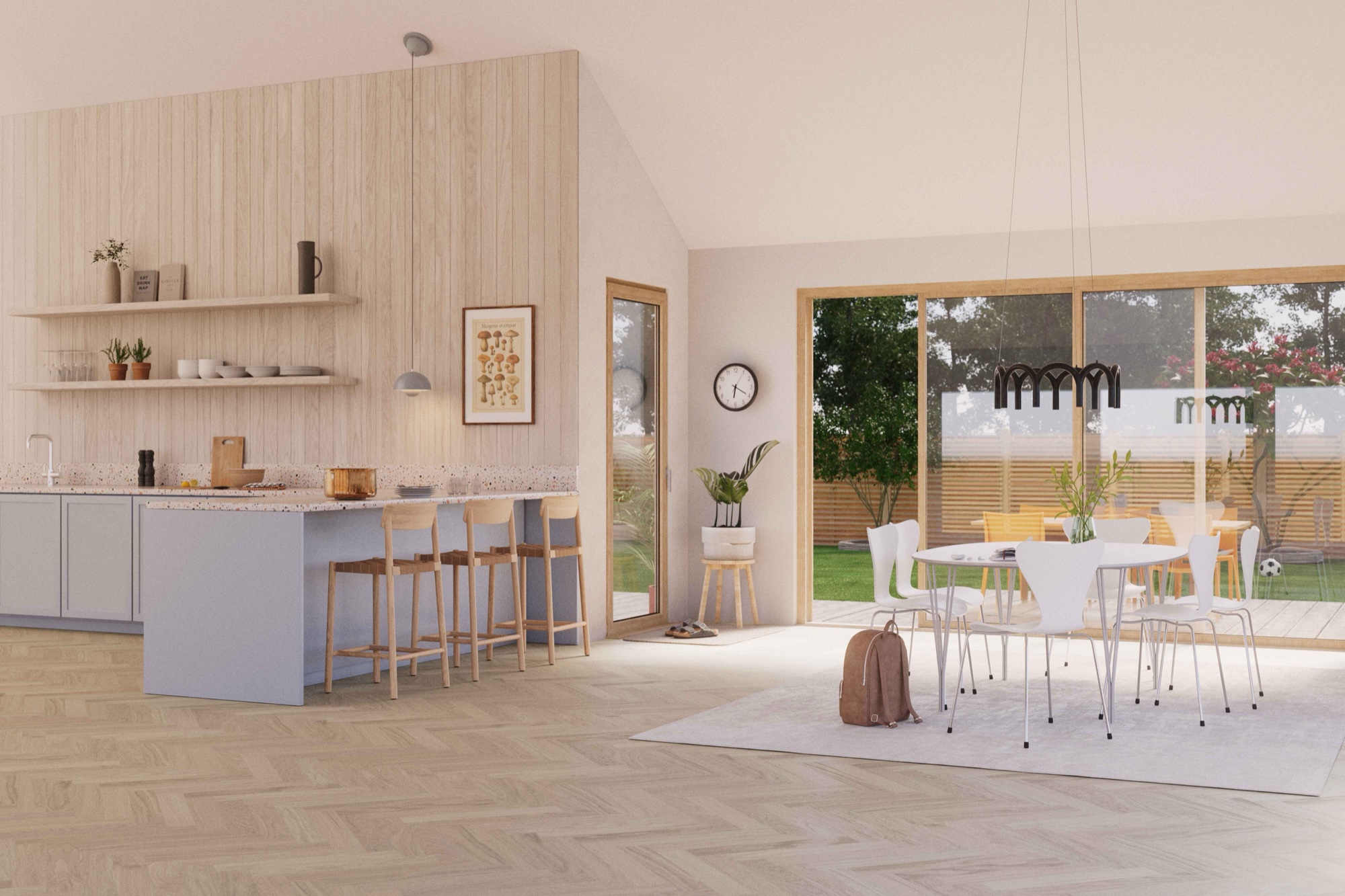 Parquet bâton rompu Bjelin Woodura Boden chêne Powder White moderne 2