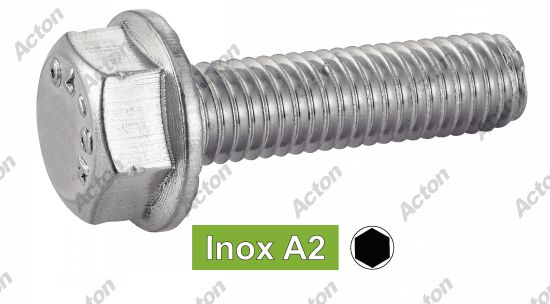 Vis à métaux tête hexagonale à à embase DIN 6921 inox A2 Acton