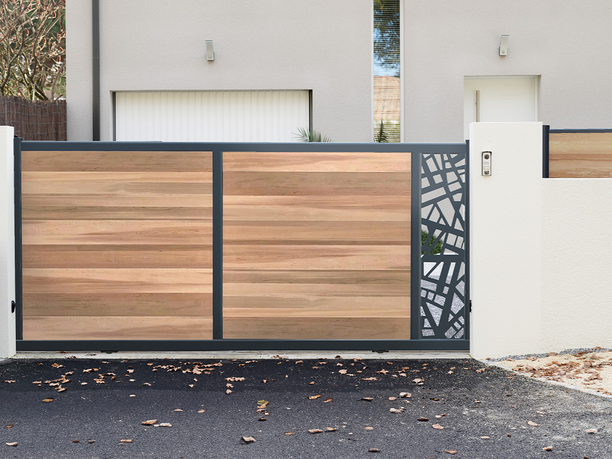 Portail coulissant composite et aluminium décoratif C5