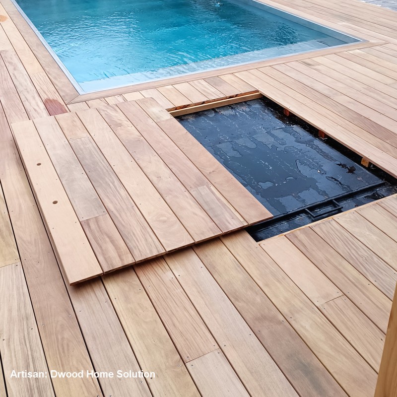 Pack Lame de Terrasse Bois Exotique Garapa KD 21x145 Lisse 1er Choix