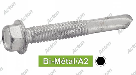 Vis autoperçantes tête hexagonale à à embase Pointe 5 bi-metal / A2
