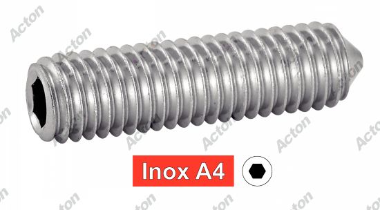 Vis sans tête ISO 4027 six pans creux bout pointeau inox A4 Acton