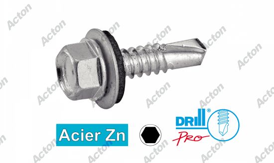 Vis autoperçantes tête hexagonale avec Rondelle ø 16 acier zn