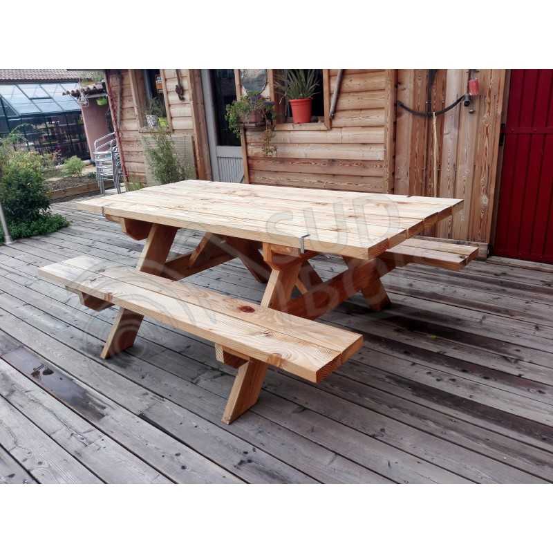 Table Banc de Pique-Nique Bois Douglas 2m 6 personnes 3