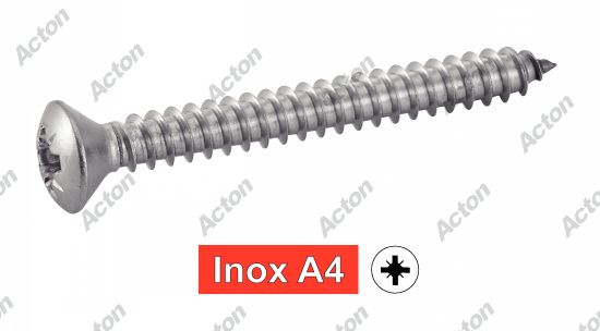 Vis à tôle tête fraisée bombée pozidrive forme c inox A4 - DIN 7983