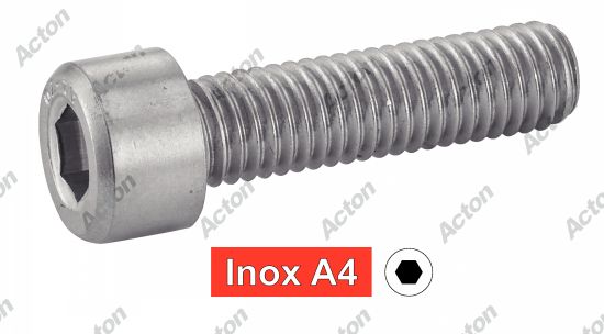 Vis à métaux DIN 912 tête cylindrique six pans creux inox A4 Acton
