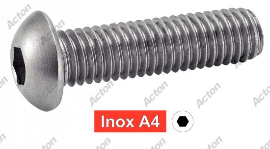 Vis à métaux ISO 7380-1 tête bombée six pans creux inox A4 Acton