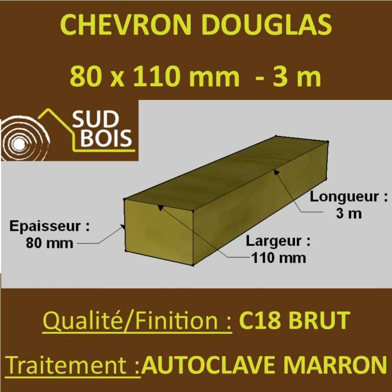 Palette de 40 Chevrons 80x110 Douglas Autoclave Marron Brut 3M