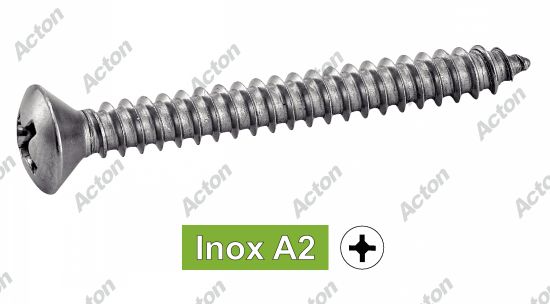 Vis à tôle tête fraisée bombée phillips forme c inox A2 - DIN 7983