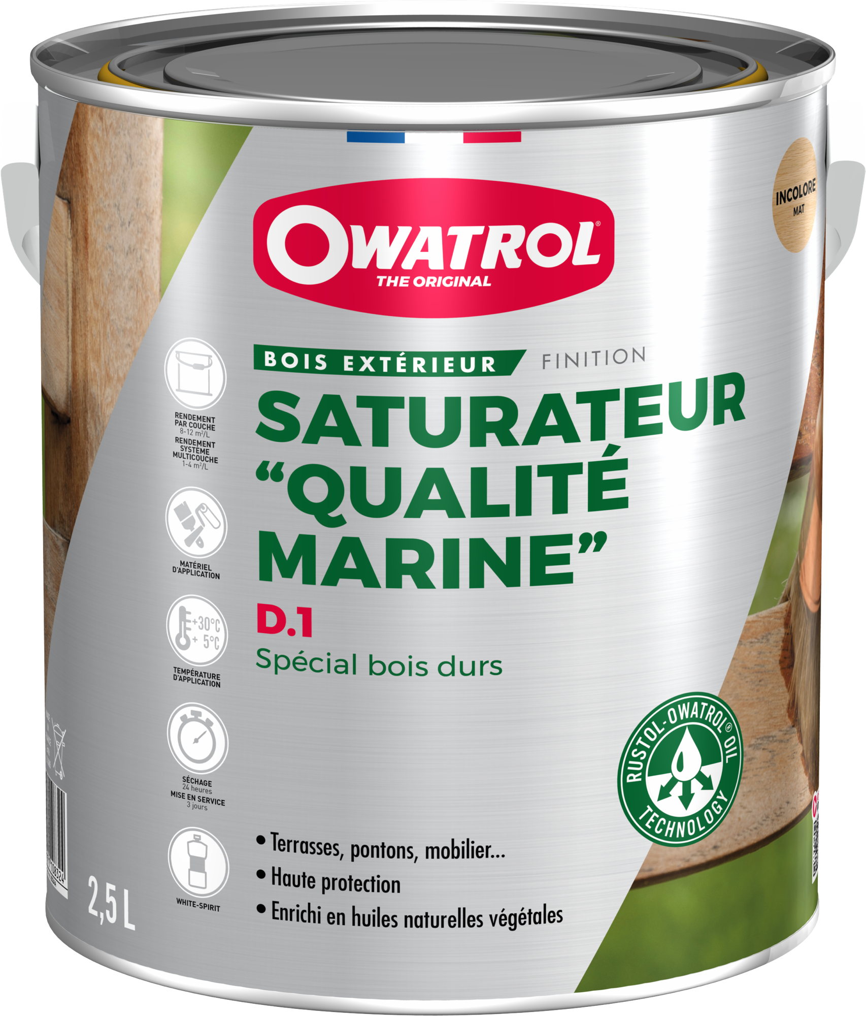 Saturateur incolore bois durs Owatrol D1 Qualité Marine