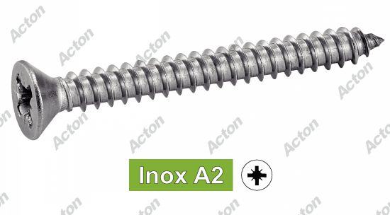 Vis à tôle tête fraisée pozidrive forme c inox A2 - DIN 7982 Acton