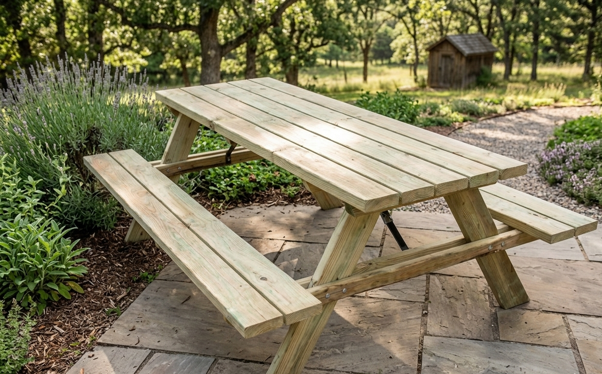 Table de pique-nique en bois 200 × 148 × 70 cm 2