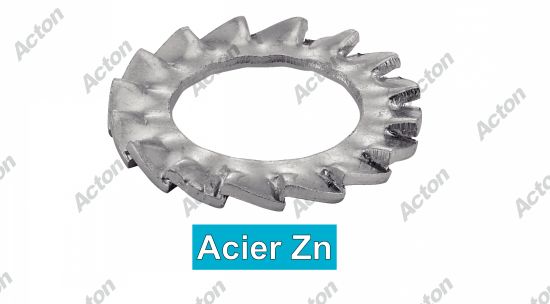 Rondelle -eventail- à dentures exterieures az acier zingué blanc