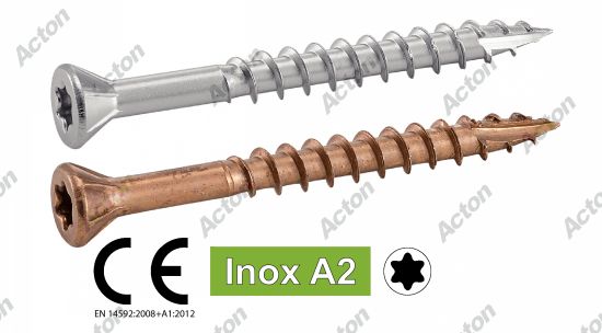 Vis pour terrasse tête fraisée réduite six lobes inox A2 Acton