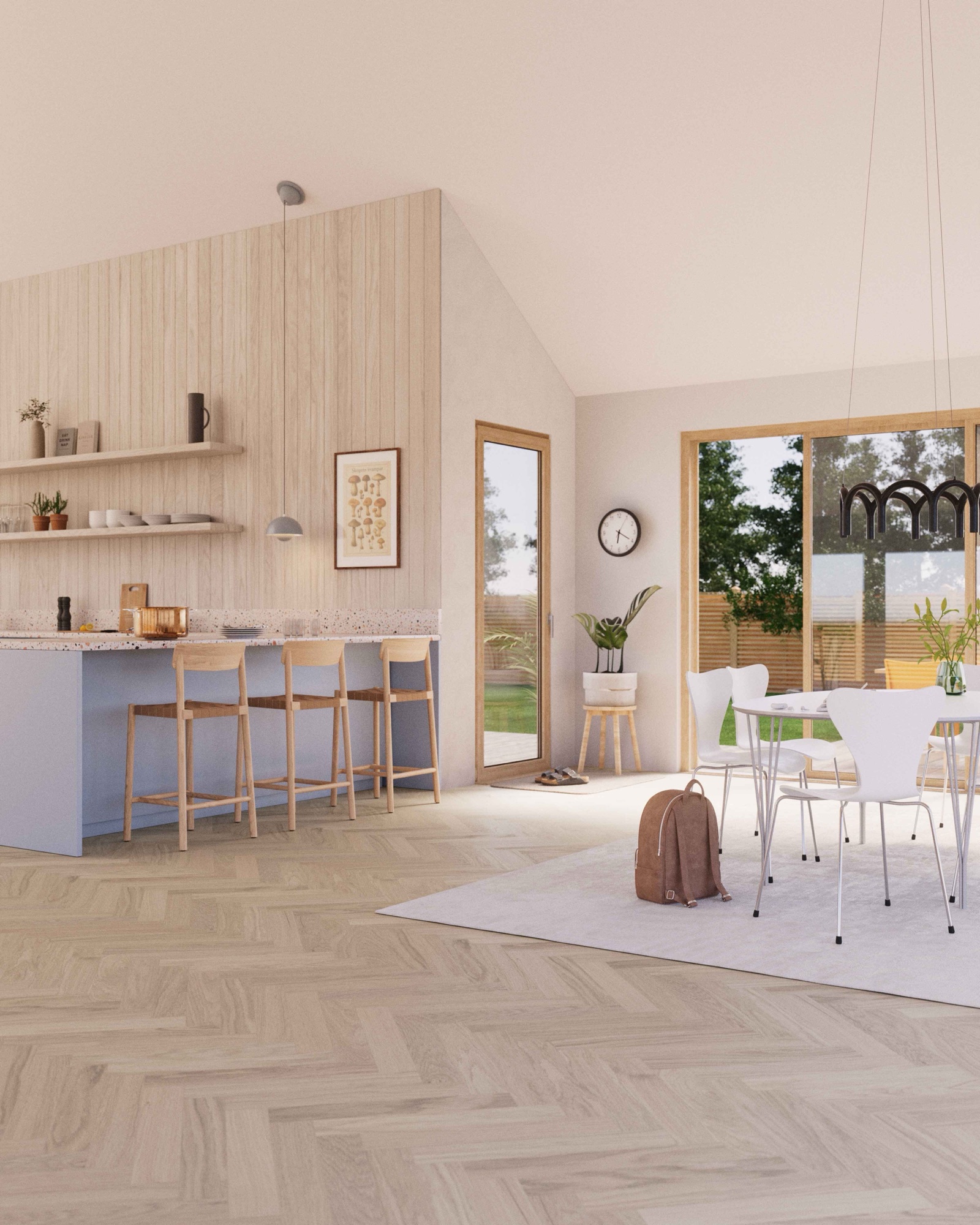 Parquet bâton rompu Bjelin Woodura Boden chêne Powder White moderne 4