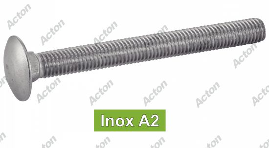 Vis à métaux tête ronde collet carré inox A2 - DIN 603 Acton