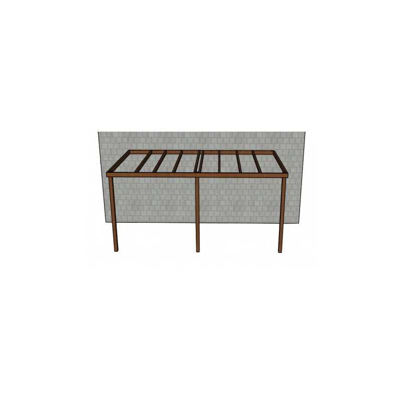 Kit Pergola / Carport Adossé Douglas Structure Légère 3m x 5m