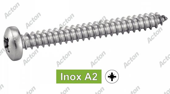 Vis à tôle tête cylindrique large pozidrive forme c inox A2 - DIN 7981