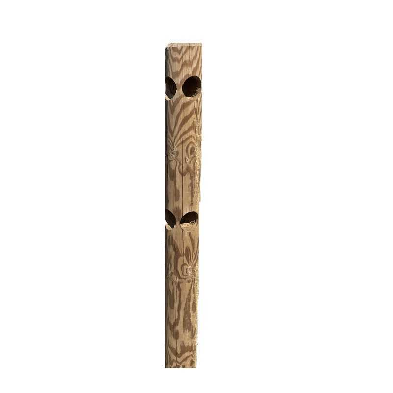 Poteau Bois Pin ø 140 mm percé en ø 80 mm pour Clôture 4