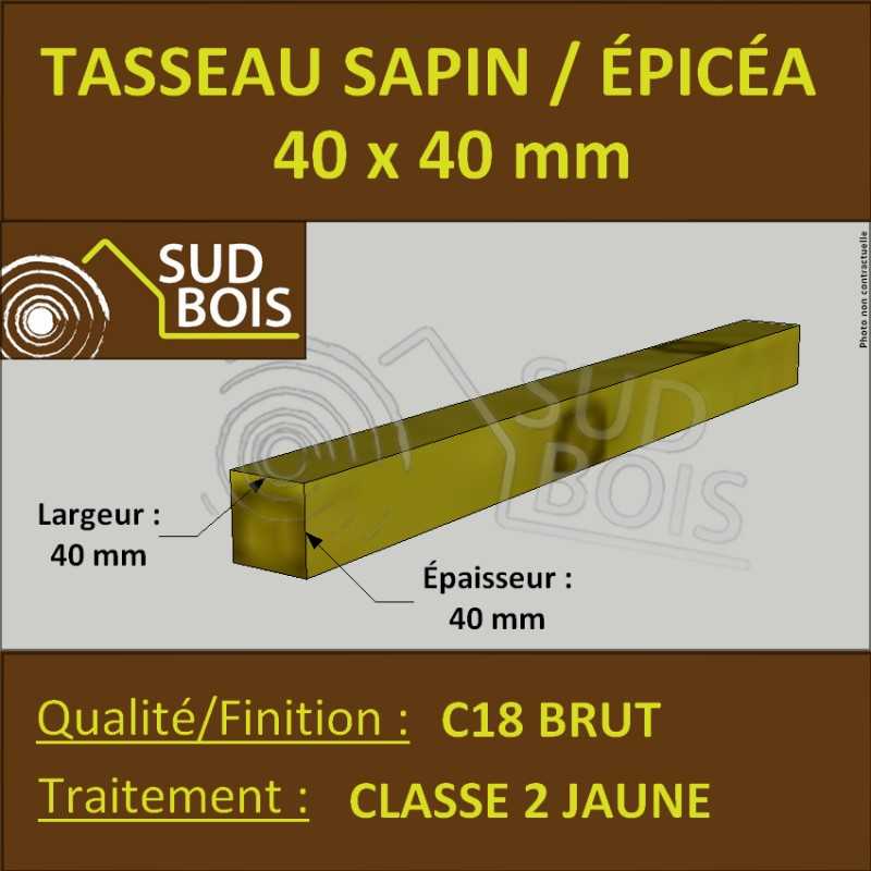 Tasseau 40x40 Sapin / Épicéa Classe 2 Jaune (à la palette)