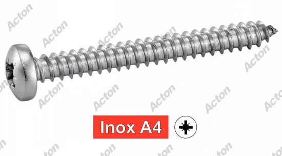 Vis à tôle tête cylindrique large pozidrive forme c inox A4 - DIN 7981