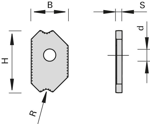 Plaquettes réversibles HW pour racleurs à 2 arêtes de coupe et rayon