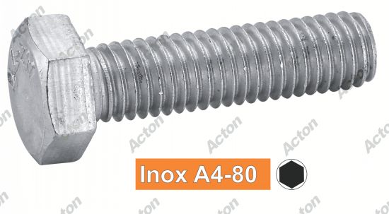 Vis à métaux tête hexagonale filetage total ISO 4017 inox A4-80 Acton