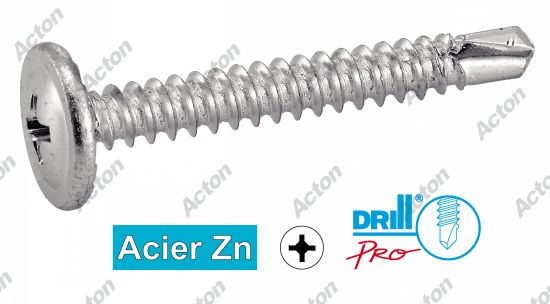 Vis autoperçantes tête cylindrique crantée extra large phillips