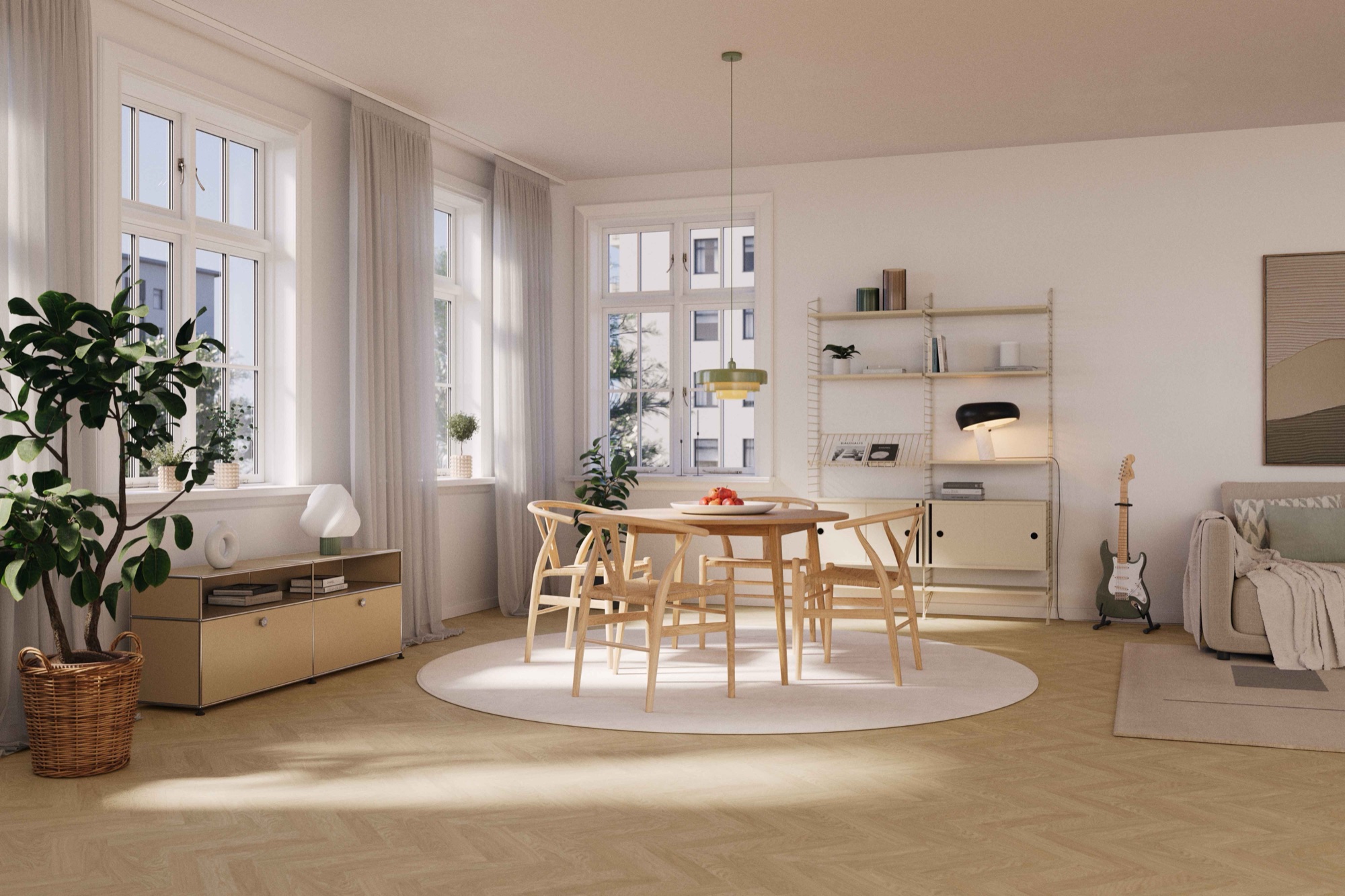 Parquet bâton rompu Bjelin Woodura Sigtuna chêne Misty White classique 3