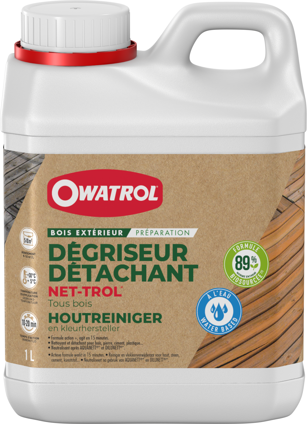 NET-TROL® : Dégriseur, détachant tous bois extérieurs