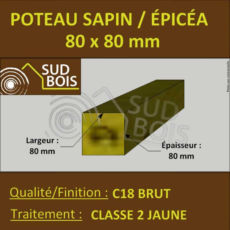 Chevron 80x80 Sapin / Épicéa Traité Classe 2 Jaune (à la palette) 2