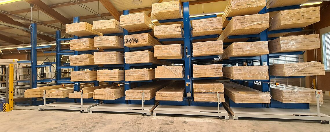 Rayonnage cantilever mobile OHRA sur chariots de translation 2