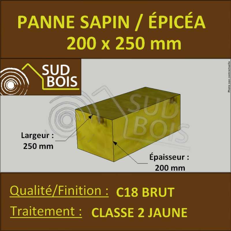 Panne 200x250 Sapin/Épicéa Classe 2 Jaune (à la palette)