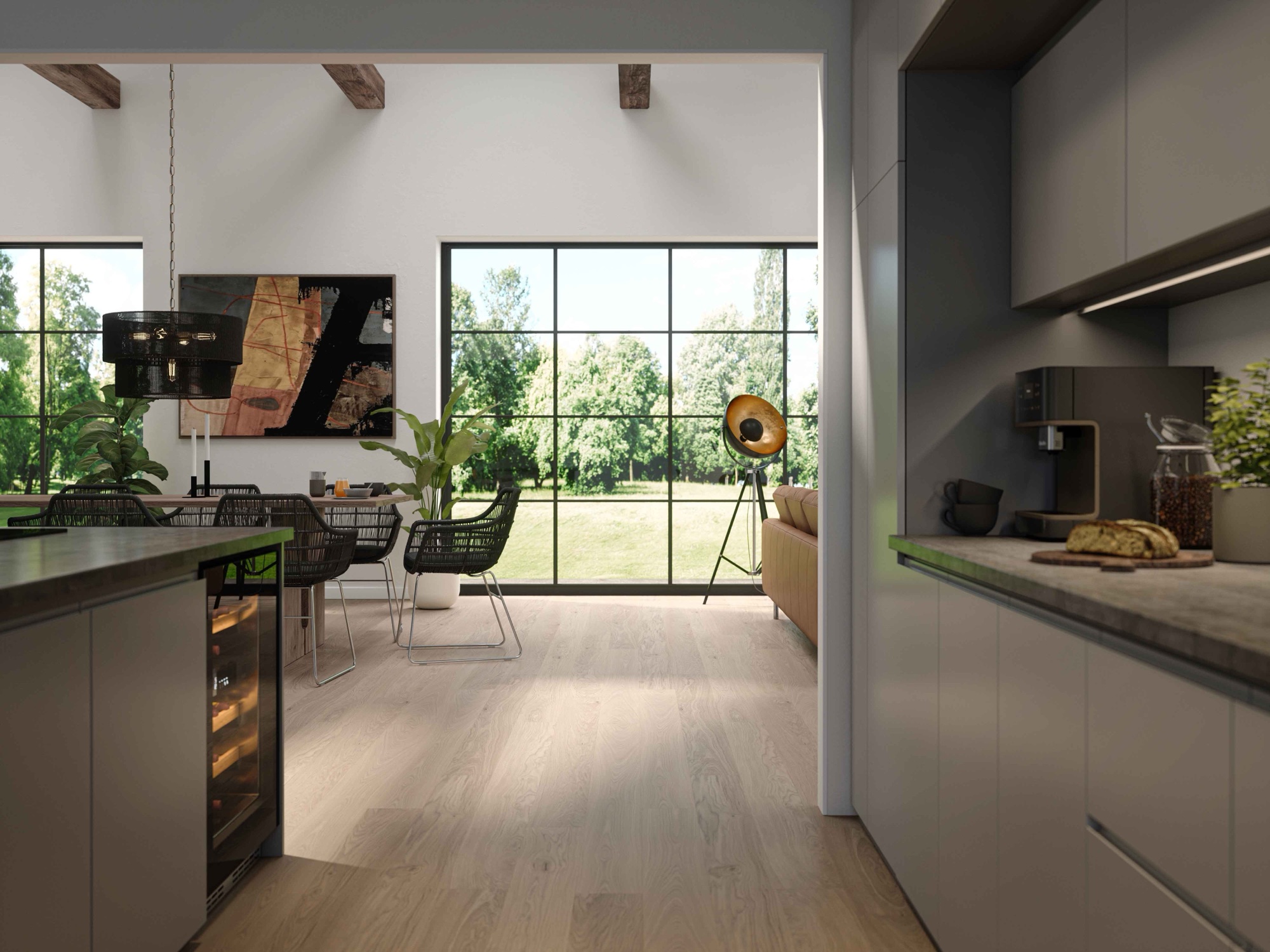 Lame de parquet hybride Bjelin Woodura Valje chêne Powder White 2